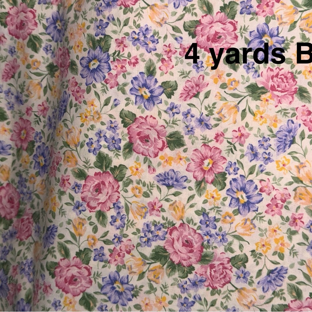 VIP Floral Cotton Fabric - Pink, Purple, Green Blossoms. So by the yard 44X 36. - Picture 2 of 4